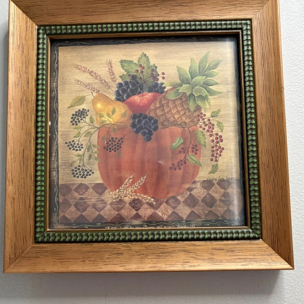 Valerie Evers Wenk Fruit Bowl Framed Art Prints Set of 2 Country Folk Art 8x8